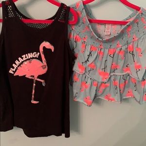 Two piece set Flip sequin Flamingo